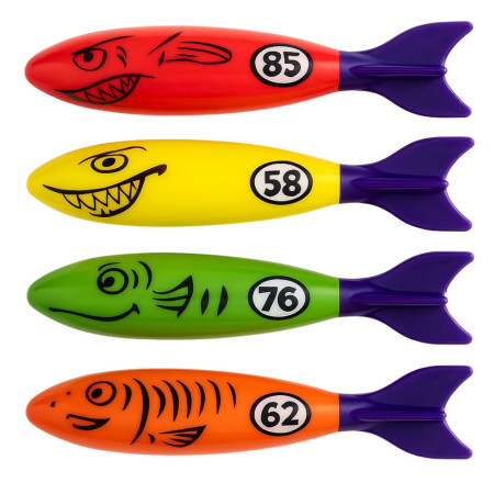 Set de 4 Torpilles Aquatiques Multicolore de Plongée Idéal pour la Piscine et Apprentissage Sous l'Eau