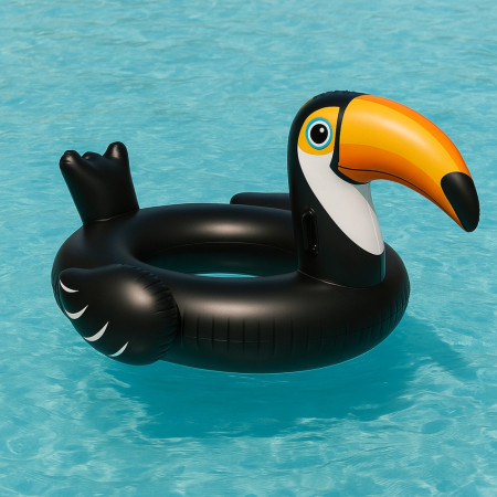Bouée Gonflable Géante Forme Toucan 128 cm Mulitcolore avec Poignées pour Enfants et Adultes Piscine ou Plage