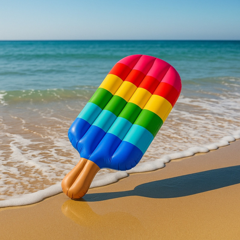 Bouée Gonflable Géante Forme Glace 107 cm Mulitcolore pour Enfants et Adultes Piscine ou Plage