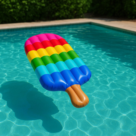 Bouée Gonflable Géante Forme Glace 107 cm Mulitcolore pour Enfants et Adultes Piscine ou Plage