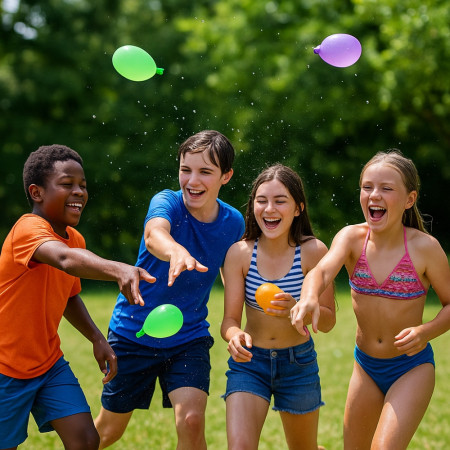 Lot de 111 Bombes à Eau avec Adaptateur de Robinet Remplissage Rapide Auto Fermeture pour Enfants
