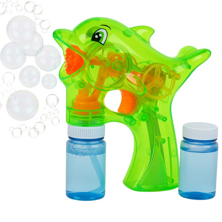 Pistolet à Bulles Dauphin en Plastique avec 2 Recharges Idéal pour Enfants Jeu d'Extérieur Bubble Gun