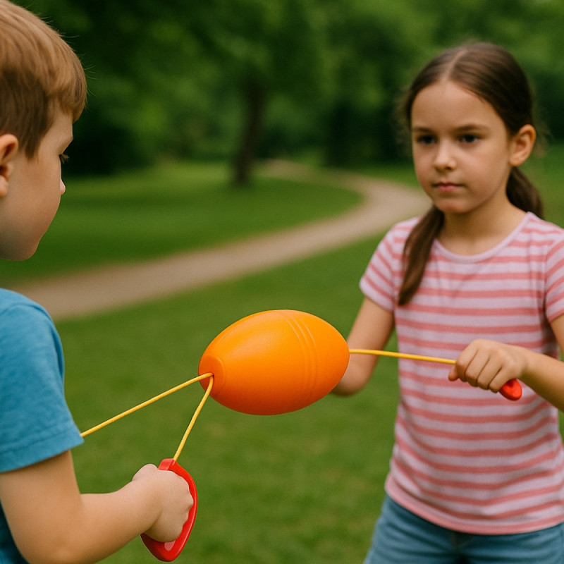 Jeu de Balle  Jumbo Speed à Tirer Avec Longue Corde et Poignées pour Enfants et Adultes Jeu Ludique en Extérieur					