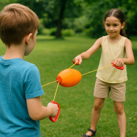 Jeu de Balle  Jumbo Speed à Tirer Avec Longue Corde et Poignées pour Enfants et Adultes Jeu Ludique en Extérieur					