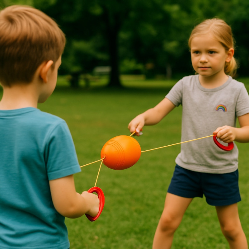 Jeu de Balle  Jumbo Speed à Tirer Avec Longue Corde et Poignées pour Enfants et Adultes Jeu Ludique en Extérieur					