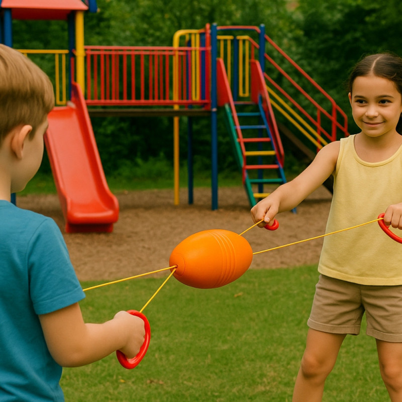 Jeu de Balle  Jumbo Speed à Tirer Avec Longue Corde et Poignées pour Enfants et Adultes Jeu Ludique en Extérieur					