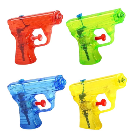 Pack de 4 Pistolets à Eau Transparents Mini Longueur 12 cm Couleur Aléatoire pour Jeux de Plein Air et Batailles Aquatiques
