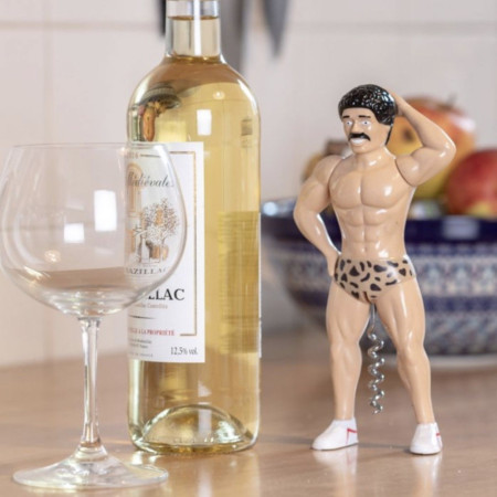 Tire-Bouchon Homme Muscleman Moustache 20cm Modèle Insolite et Original Accessoire Apéro Fun et Design