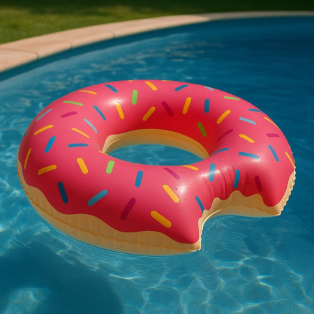 Bouée Gonflable Géante Forme Donut 105 cm Mulitcolore pour Enfants et Adultes Piscine ou Plage