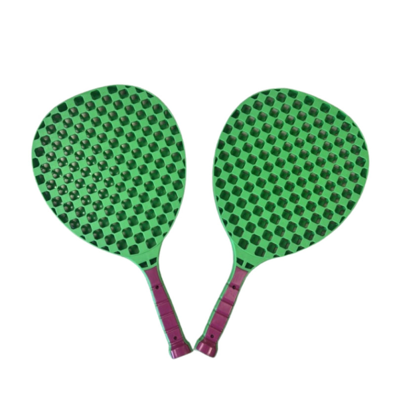 Set de Tennis de Plage 2 Raquettes en Plastique 50 cm avec 2 Balles en Mousse et Housse de Transport  - Couleur Aléatoire