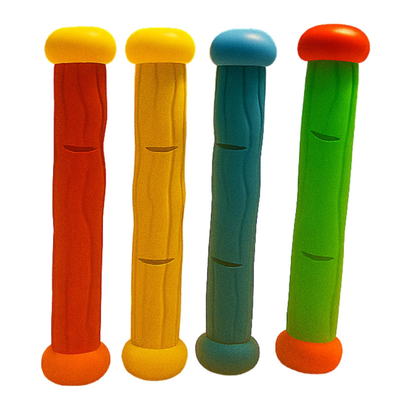Kit de 4 Bâtons de Plongée Multicolore pour Piscine Jeu Aquatique pour Apprentissage Natation