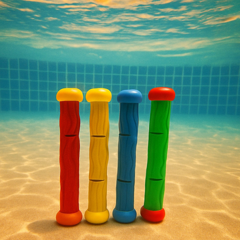 Kit de 4 Bâtons de Plongée Multicolore pour Piscine Jeu Aquatique pour Apprentissage Natation