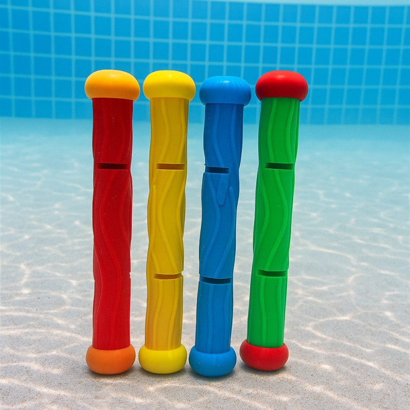 Kit de 4 Bâtons de Plongée Multicolore pour Piscine Jeu Aquatique pour Apprentissage Natation