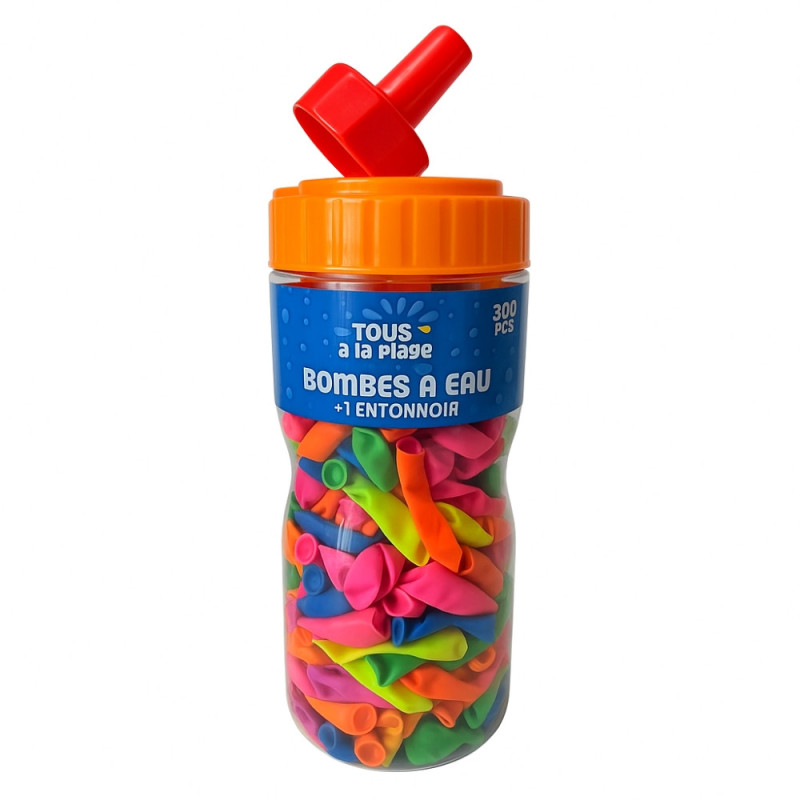 Kit de 300 Bombes à Eau avec Entonnoir Ballons Colorés Faciles à Remplir Pour Jeux d'Été