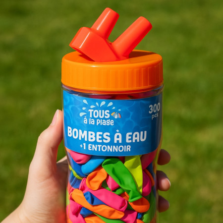 Kit de 300 Bombes à Eau avec Entonnoir Ballons Colorés Faciles à Remplir Pour Jeux d'Été