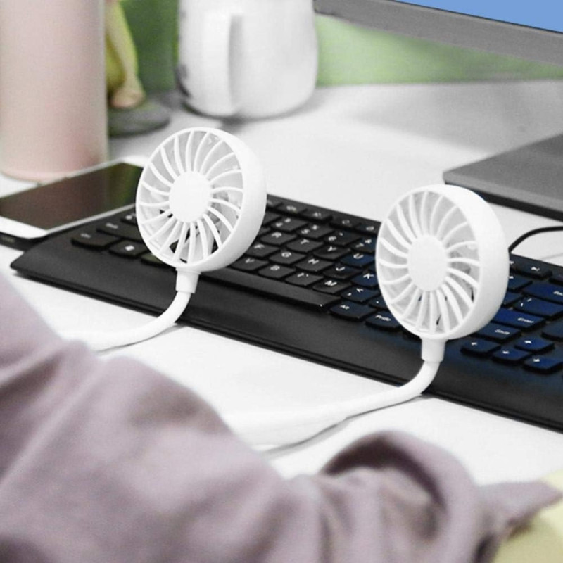 Mini Ventilateur Tour de Cou Portable avec 3 Vitesses Silencieux Léger Pour Intérieur et Extérieur Couleur Aléatoire