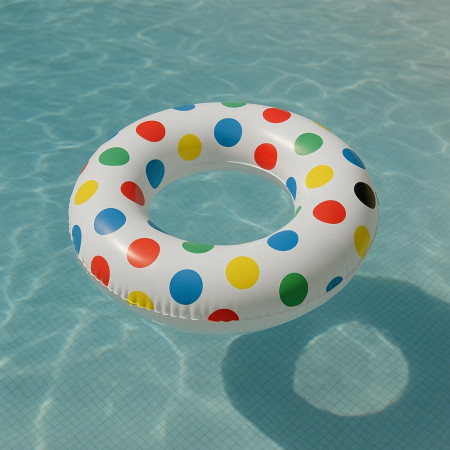 Bouée Gonflable Géante Ronde à Pois 91cm Mulitcolore pour Enfants et Adultes Piscine ou Plage