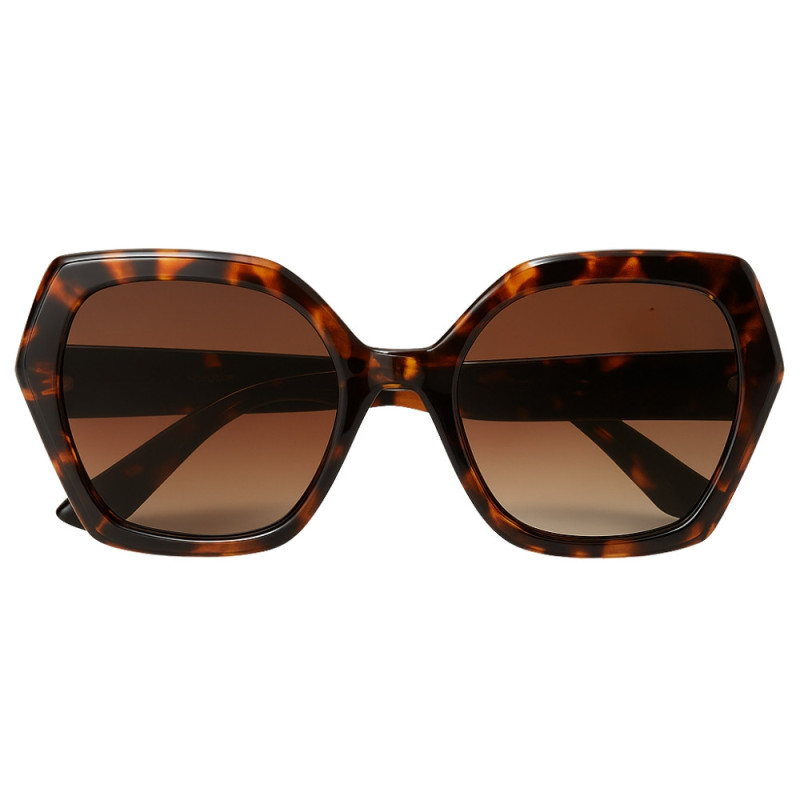 Lunettes de Soleil Femme Écailles Hexagonale Marque Bois d'Orange Protection Indice 3 Élégante et Tendance
