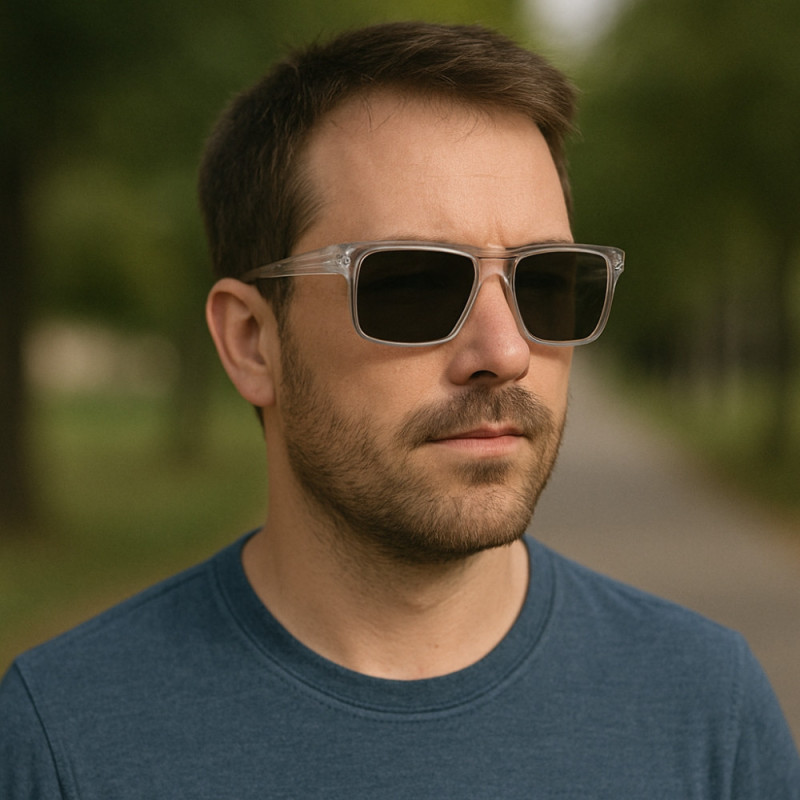 Lunettes de Soleil Homme Rectangle Double Pont Transparente Marque Sebastien Loeb Racing Protection Indice 3 Moderne et Confort