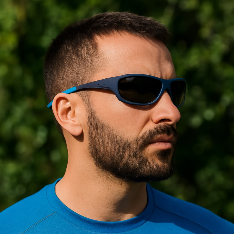 Lunettes de Soleil Homme Sport Double Bleu Marque Sebastien Loeb Racing Protection Indice 3 Confort et Moderne