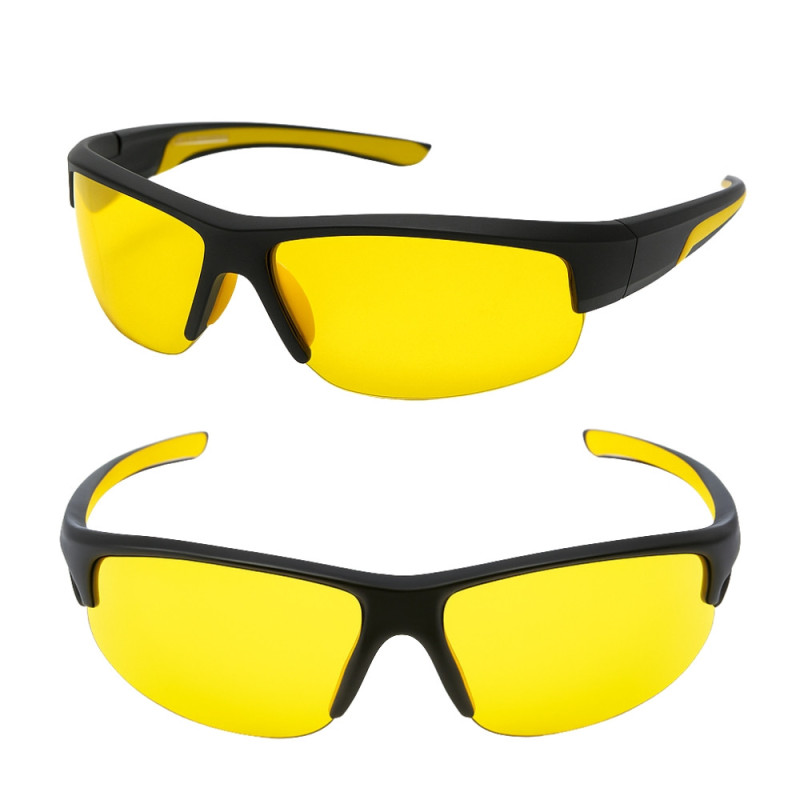Lunettes de Soleil Sport Rectangle à Verres Teintés Jaunes Marque Juyar avec Branches Ajustés