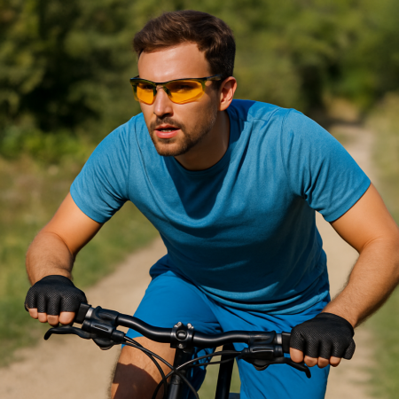 Lunettes de Soleil Sport Rectangle à Verres Teintés Jaunes Marque Juyar avec Branches Ajustés