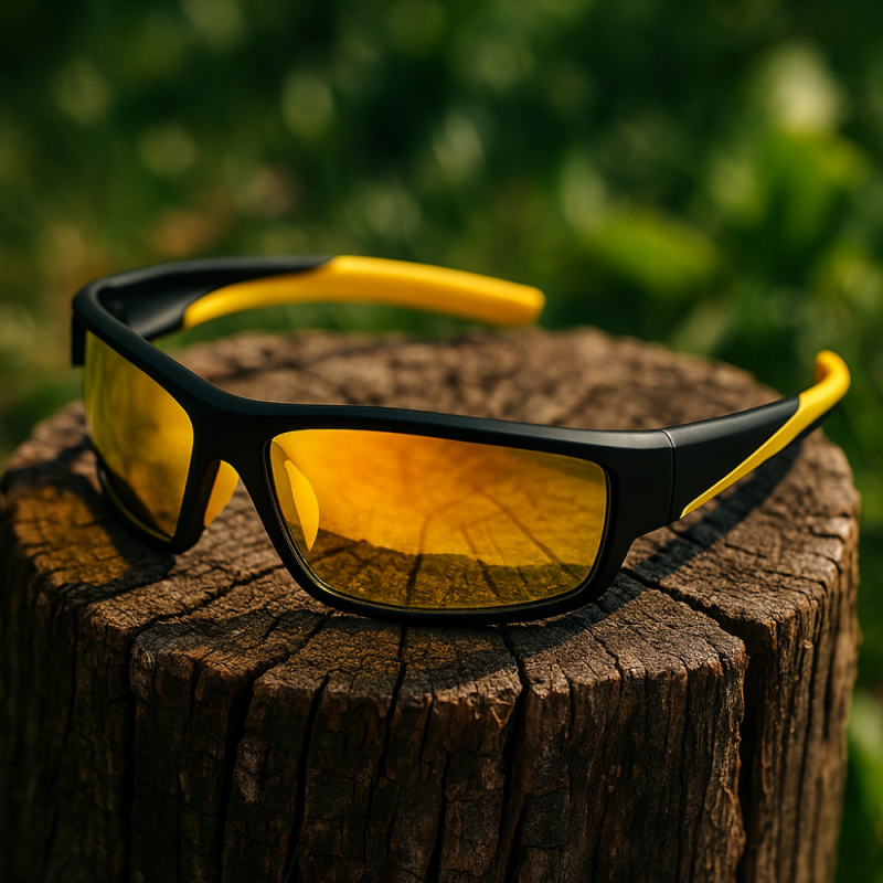Lunettes de Soleil Sport Rectangle à Verres Teintés Jaunes Marque Juyar avec Branches Ajustés