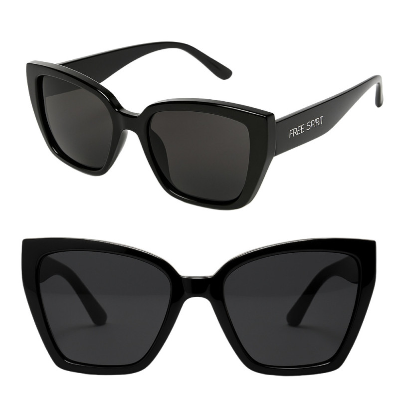 Lunettes de Soleil Femme Butterfly Noire Marque Free Spirit Protection Indice 3 Deisgn et Tendance