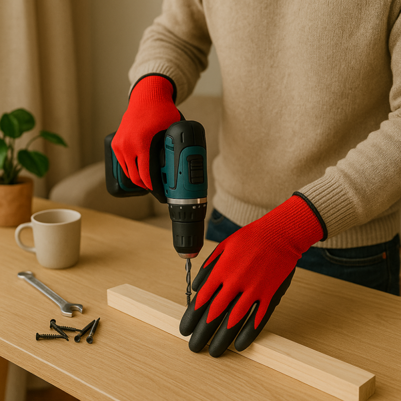 Gants de Manutention en Nitrile Tricot Sans Couture Paume Antidérapante Taille Unique Couleur Aléatoire