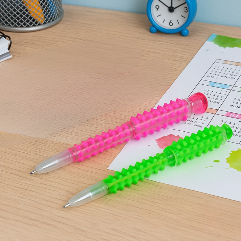 Lot de 2 Stylos Bille Punky 15 cm Encre Bleue Avec Picots Multicolores Couleur Aléatoire Fun