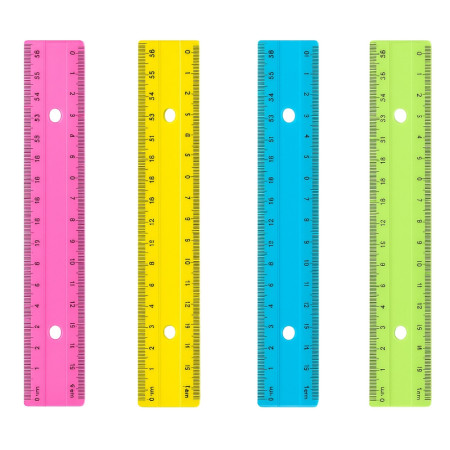 Pack de 4 Règles Plates en Plastique 30 cm Multicolores Idéal pour École et Bureau