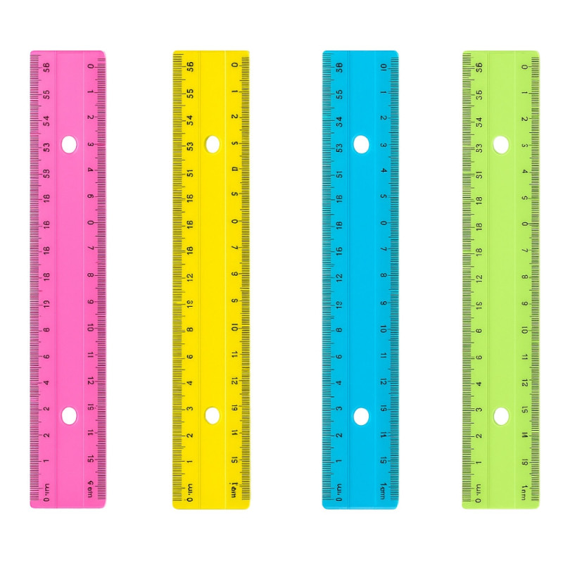 Pack de 4 Règles Plates en Plastique 30 cm Multicolores Idéal pour École et Bureau