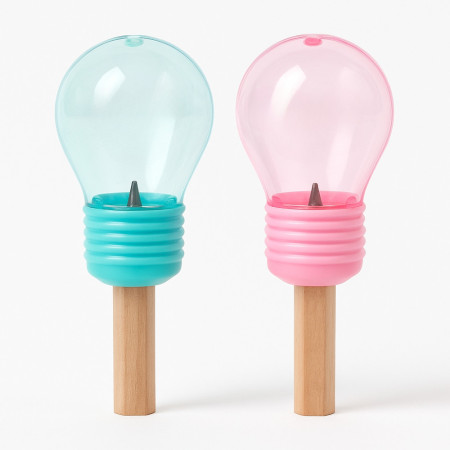 Pack de 2 Taille Crayon Forme Ampoule 7 cm Couleur Aléatoire Fourniture Scolaire Originale
