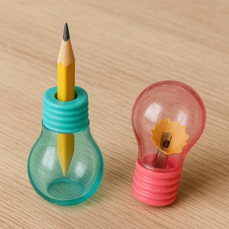 Pack de 2 Taille Crayon Forme Ampoule 7 cm Couleur Aléatoire Fourniture Scolaire Originale