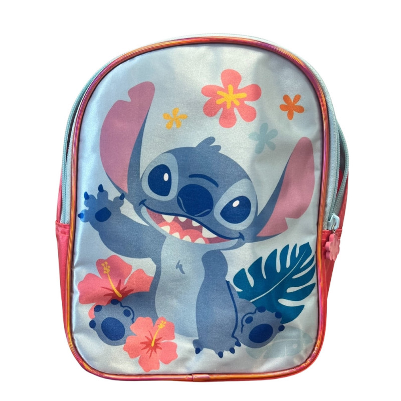 Sac à Dos Maternelle Stitch 25cm Rose et Bleu Léger 1 Poche Idéal pour l'École ou Sortie