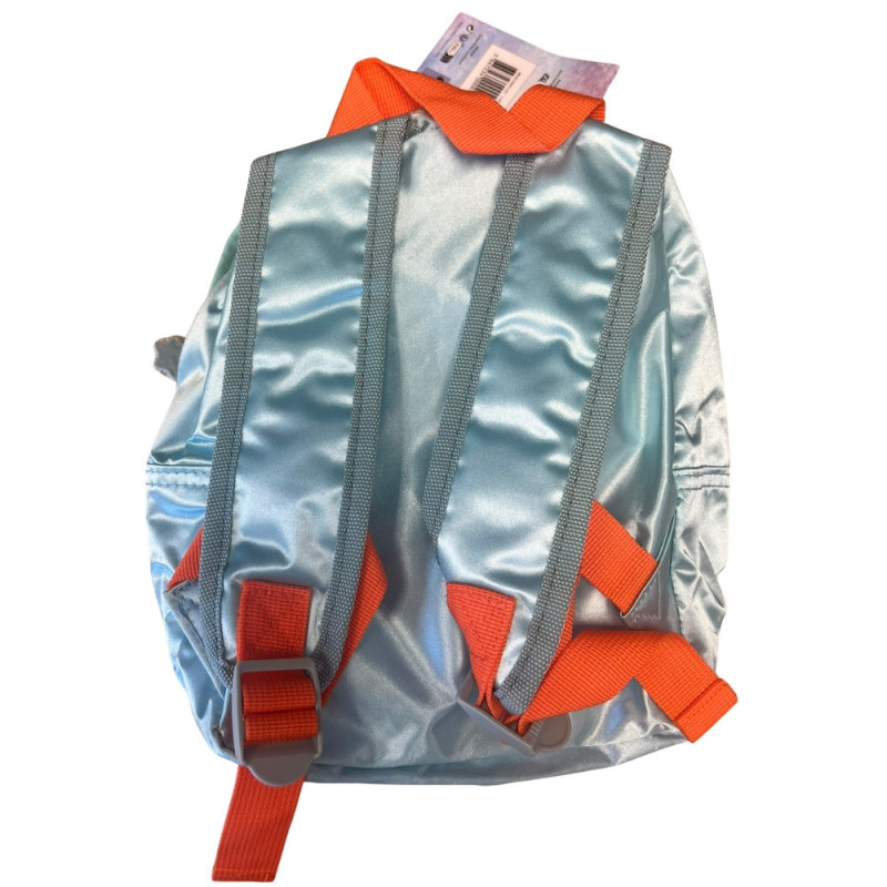 Sac à Dos Maternelle Reine des Neiges Bleu Brillant avec 1 Poche et Bretelles Orange Ajustables pour École ou Sortie 25 cm