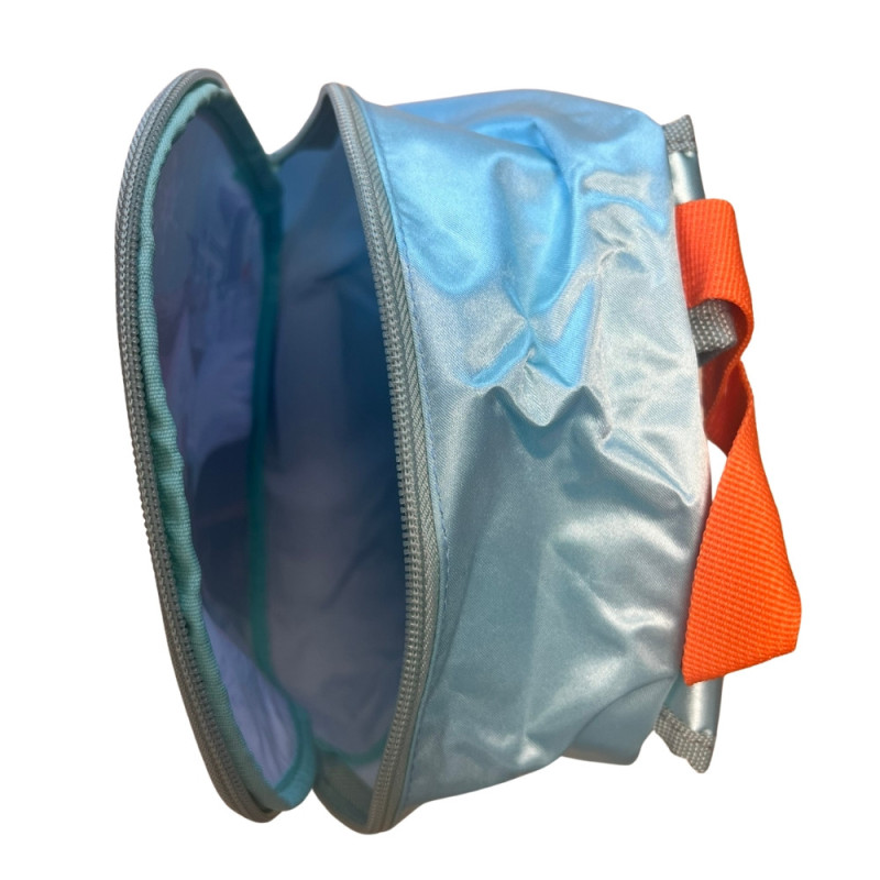 Sac à Dos Maternelle Reine des Neiges Bleu Brillant avec 1 Poche et Bretelles Orange Ajustables pour École ou Sortie 25 cm