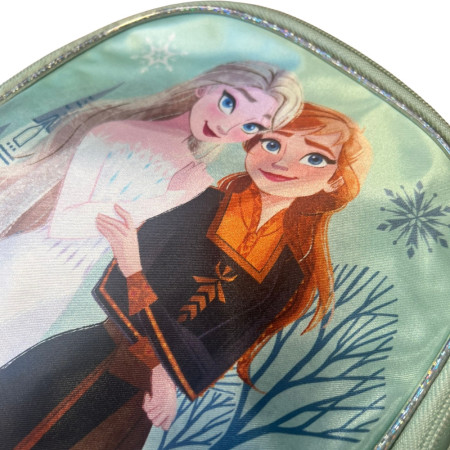Sac à Dos Maternelle Reine des Neiges Bleu Brillant avec 1 Poche et Bretelles Orange Ajustables pour École ou Sortie 25 cm
