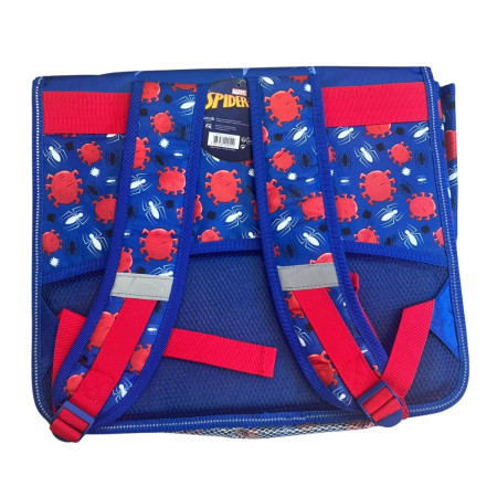 Cartable Spiderman 37 cm rouge et bleu avec 2 compartiments, poche frontale et bretelles matelassées