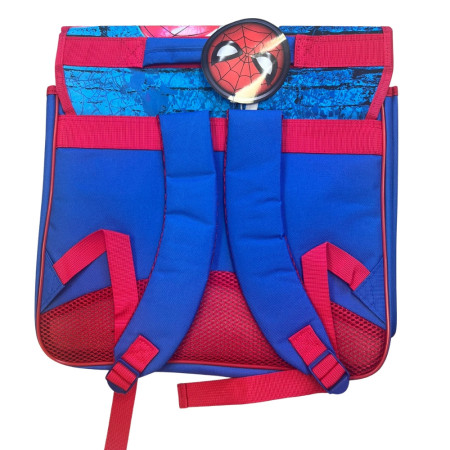 Cartable Spiderman 35 cm rouge et bleu avec 2 compartiments, poche frontale et bretelles matelassées