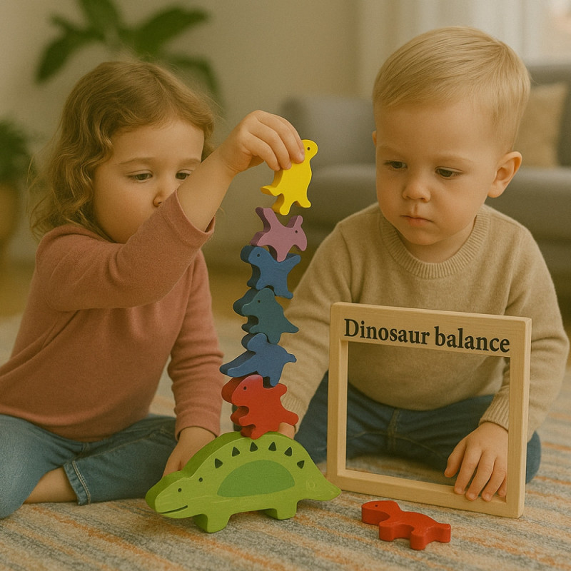 Jeu Équilibre Dinosaure à Balance en Bois 11 Pièces Coloré Jeu Éducatif Ludique pour Enfants