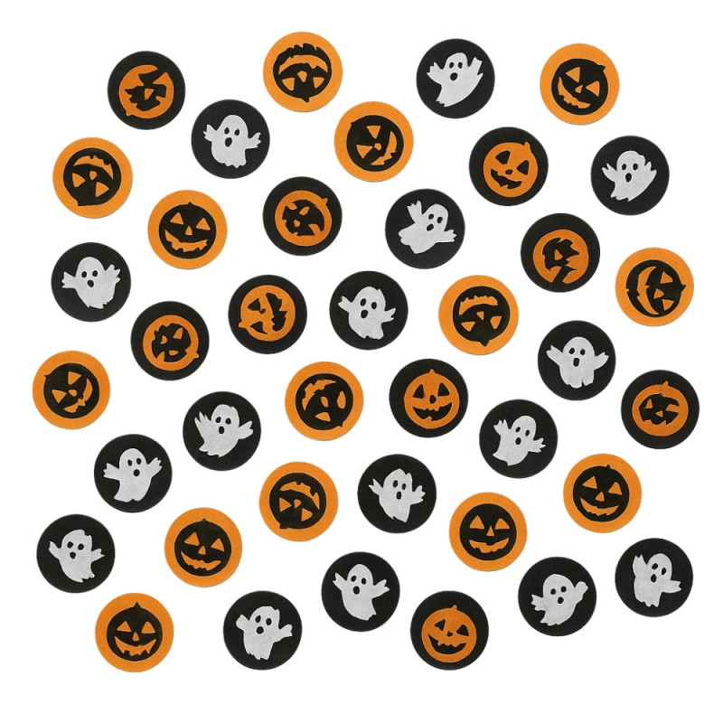Pack de 300 Confettis Halloween Citrouilles et Fantômes en Papier pour Décoration de Table