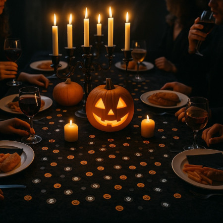 Pack de 300 Confettis Halloween Citrouilles et Fantômes en Papier pour Décoration de Table