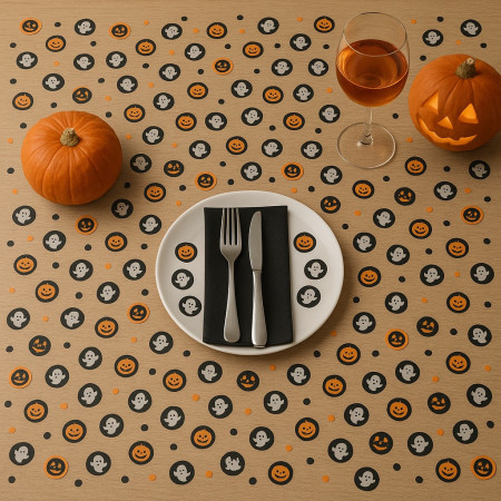 Pack de 300 Confettis Halloween Citrouilles et Fantômes en Papier pour Décoration de Table