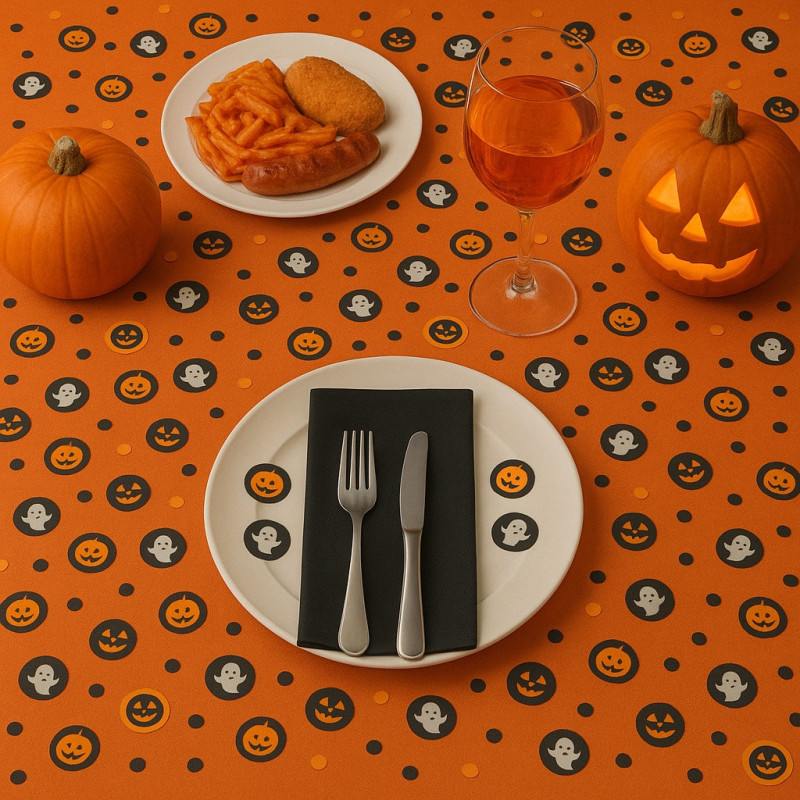 Pack de 300 Confettis Halloween Citrouilles et Fantômes en Papier pour Décoration de Table