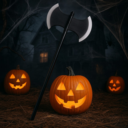 Grande Hache Double en Plastique Réglable 107 cm Accessoire Déguisement Halloween Costume