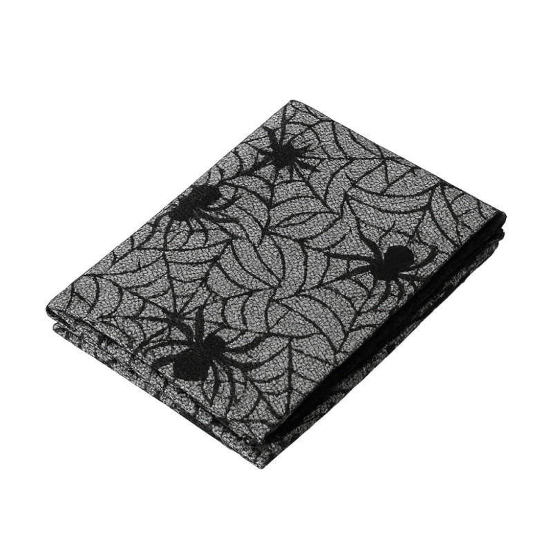 Pack de 2 Grands Chemins de Table Halloween Tissu Polyester Noir Motif Toile d'Araignée 183 x 45 cm Décoration
