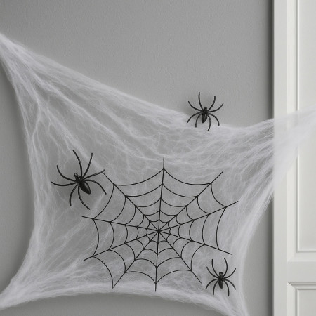 Toile d'Araignée Géante Réutilisable pour Décoration Intérieure Halloween Facile à Poser