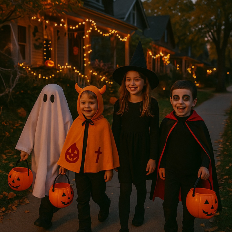 Déguisement Cape à Cornes Enfant Orange et Noire Taille Unique 3 à 6 Ans Costume Halloween