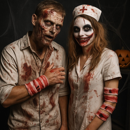 Lot de 3 Bandages Sanglants Rouge et Blanc de 2 Mètres Halloween pour Déguisement ou Décoration